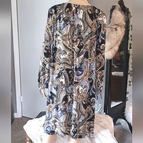 Connected Woman Apparel Woman’s Size 18W Paisley Print Scrunchy Midi Dress - Picture 2 of 8